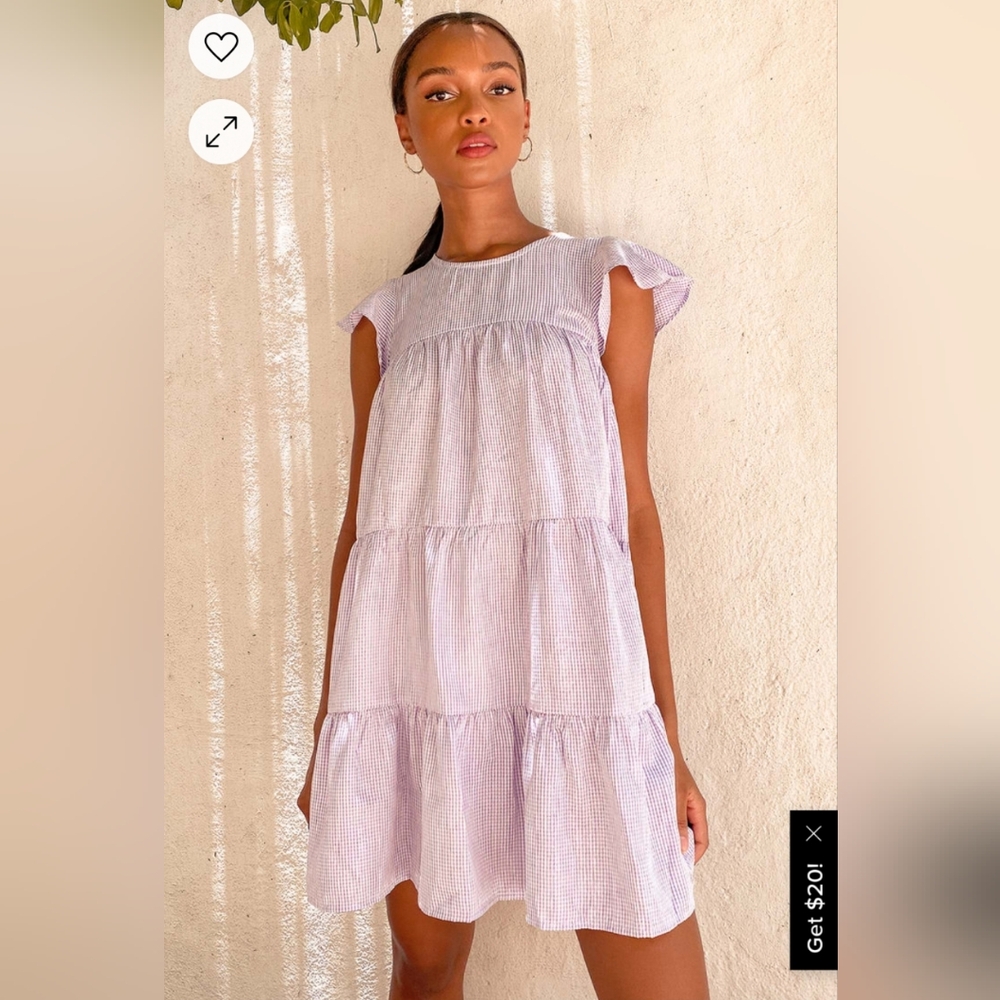 Lulu's Lavender Gingham Tiered Babydoll Dress